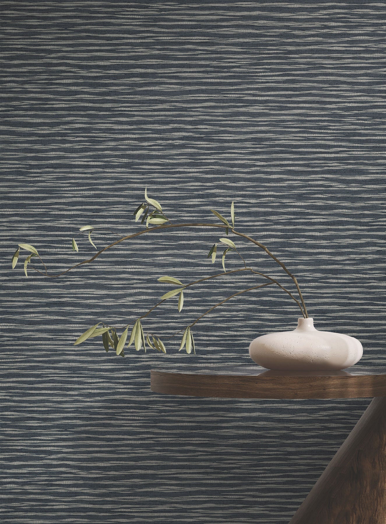 Lotus Weave Navy Tea Garden Wallpaper by York Wallcoverings