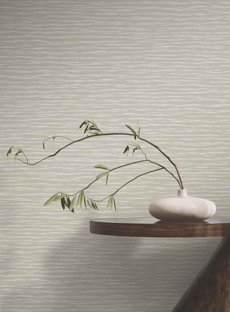 Lotus Weave Warm Grey Tea Garden Wallpaper by York Wallcoverings