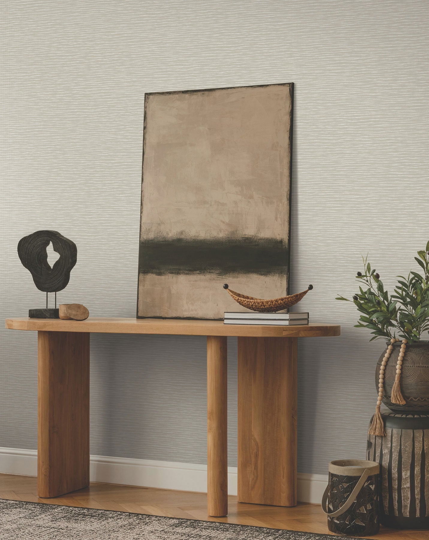 Lotus Weave Warm Grey Tea Garden Wallpaper by York Wallcoverings
