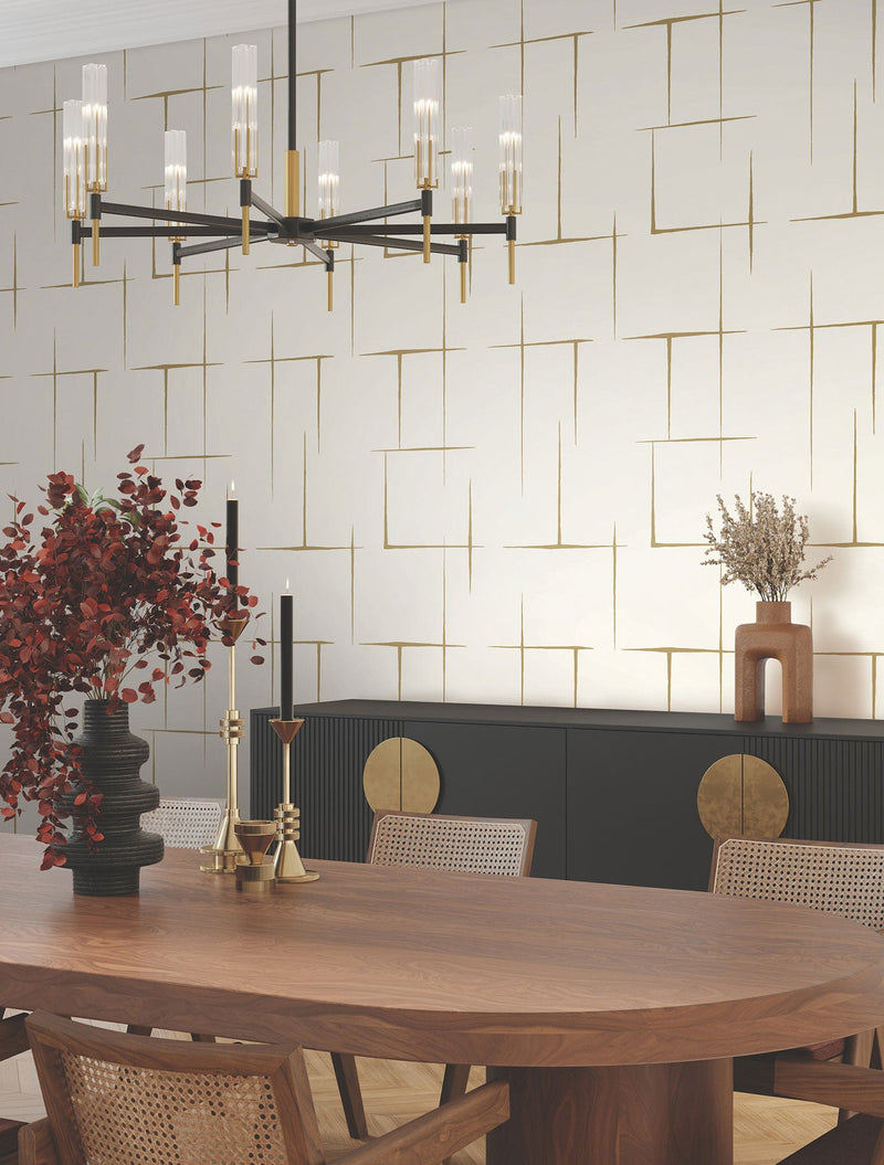 Malia Gold & White Tea Garden Wallpaper by York Wallcoverings