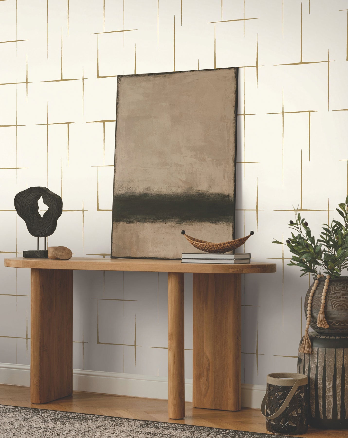 Malia Gold & White Tea Garden Wallpaper by York Wallcoverings