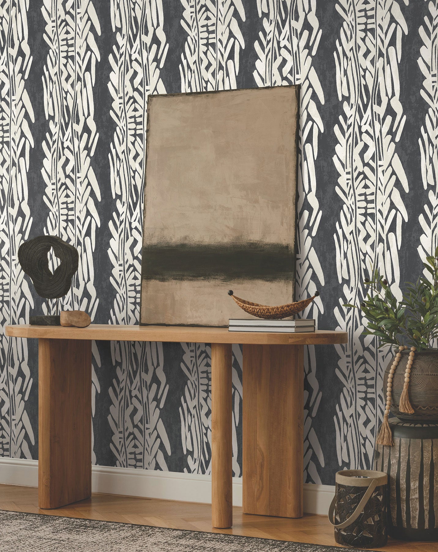 Timira Charcoal Tea Garden Wallpaper by York Wallcoverings