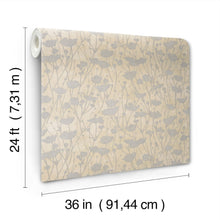 Shimmering Poppies Cream & Silver Tea Garden Wallpaper by York Wallcoverings