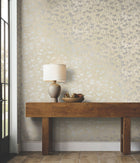 Shimmering Poppies Cream & Silver Tea Garden Wallpaper by York Wallcoverings