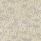 Shimmering Poppies Cream & Silver Tea Garden Wallpaper by York Wallcoverings