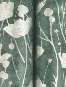 Shimmering Poppies Green & Silver Tea Garden Wallpaper by York Wallcoverings