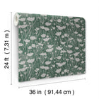 Shimmering Poppies Green & Silver Tea Garden Wallpaper by York Wallcoverings