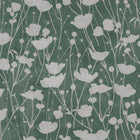 Shimmering Poppies Green & Silver Tea Garden Wallpaper by York Wallcoverings