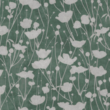 Shimmering Poppies Green & Silver Tea Garden Wallpaper by York Wallcoverings