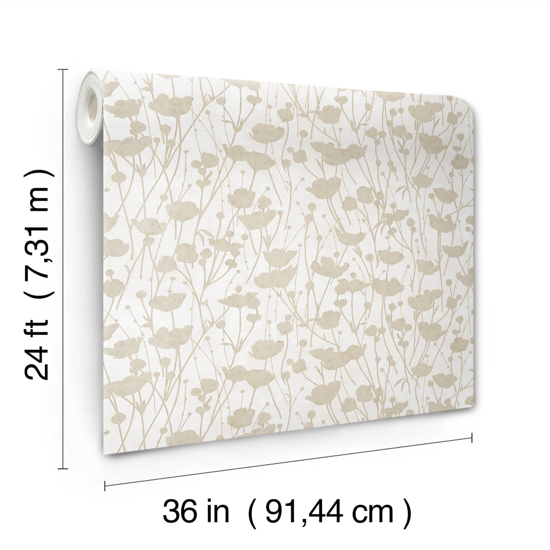 Shimmering Poppies White & Gold Tea Garden Wallpaper by York Wallcoverings