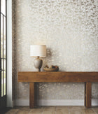 Shimmering Poppies White & Gold Tea Garden Wallpaper by York Wallcoverings