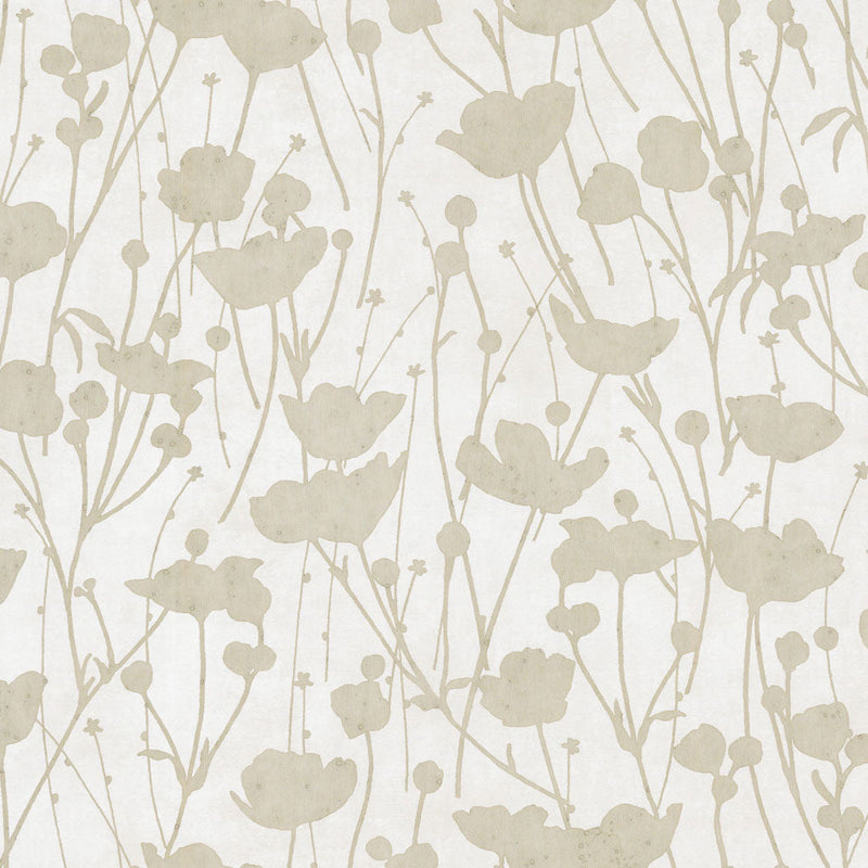 Shimmering Poppies White & Gold Tea Garden Wallpaper by York Wallcoverings
