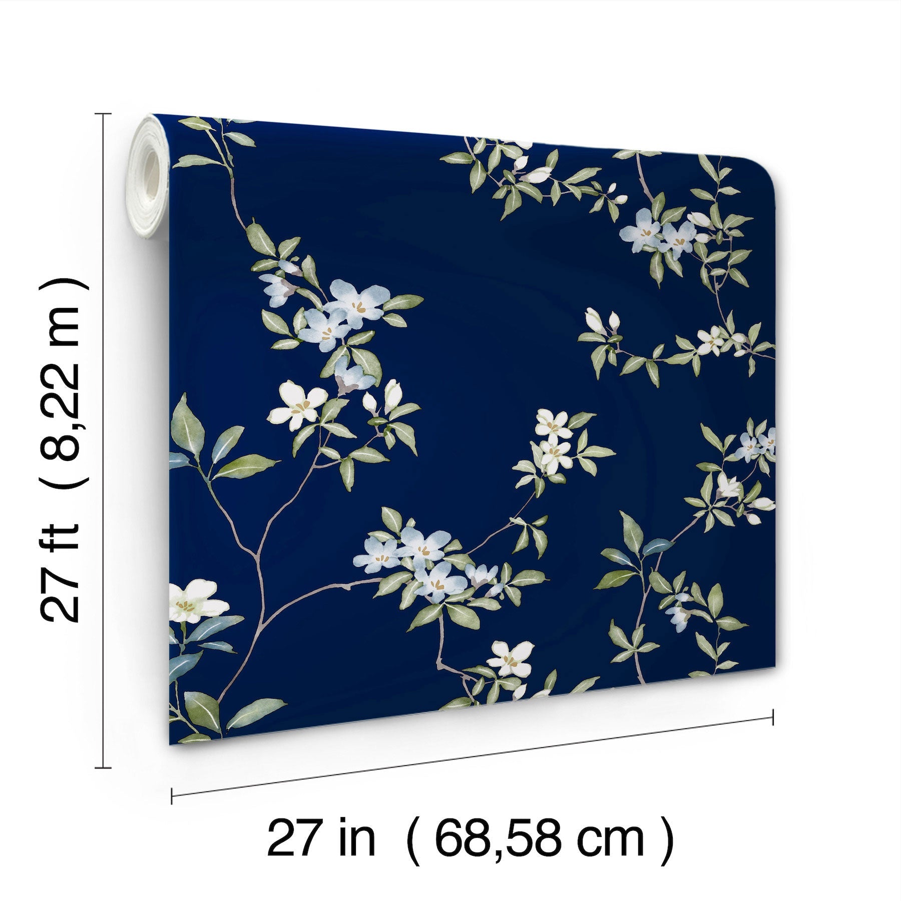 April Blossom Navy Tea Garden Wallpaper by York Wallcoverings