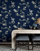 April Blossom Navy Tea Garden Wallpaper by York Wallcoverings