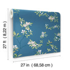 April Blossom Cobalt Tea Garden Wallpaper by York Wallcoverings