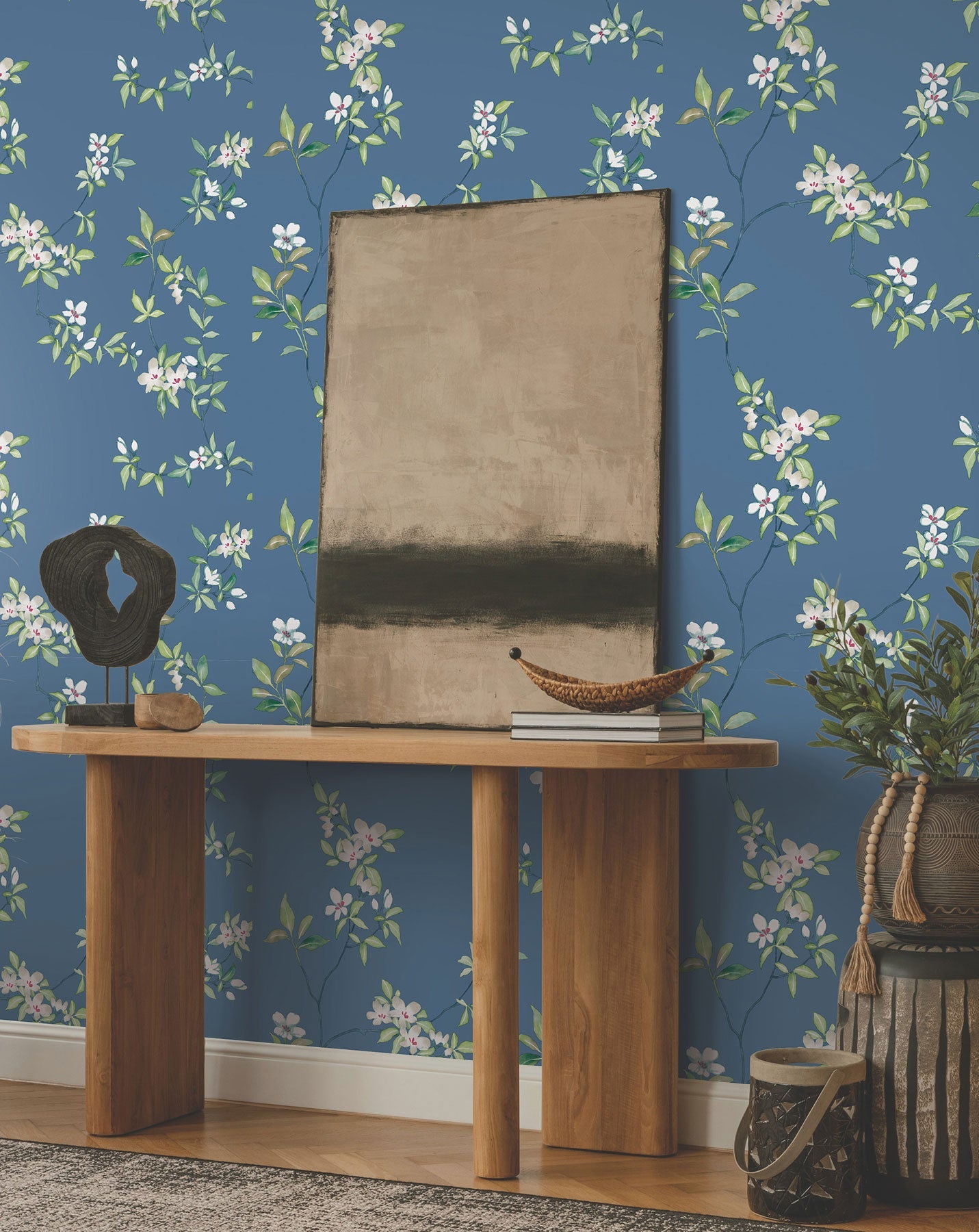 April Blossom Cobalt Tea Garden Wallpaper by York Wallcoverings