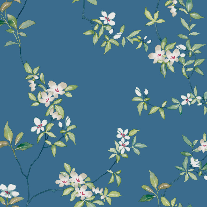April Blossom Cobalt Tea Garden Wallpaper by York Wallcoverings