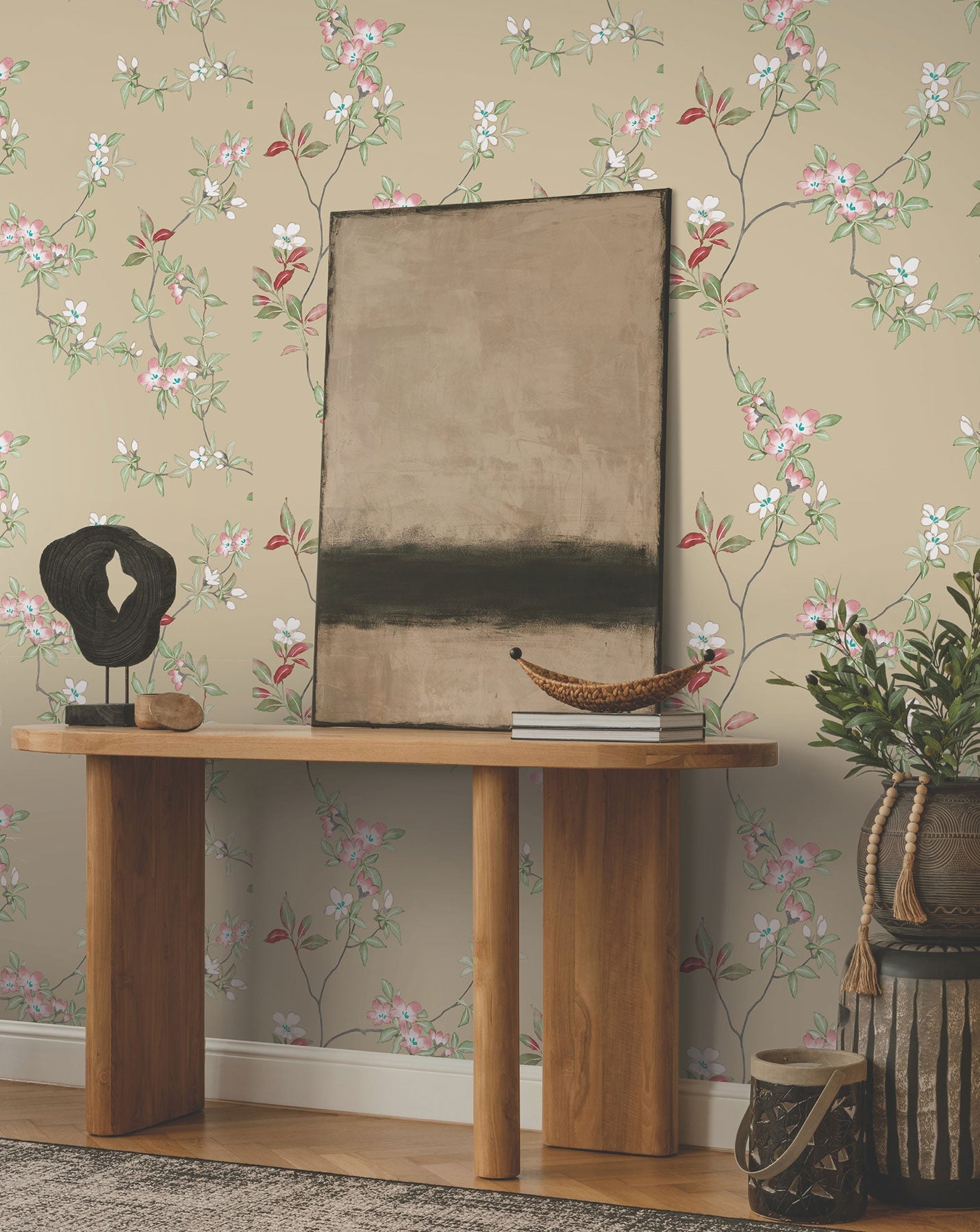 April Blossom Sand Tea Garden Wallpaper by York Wallcoverings