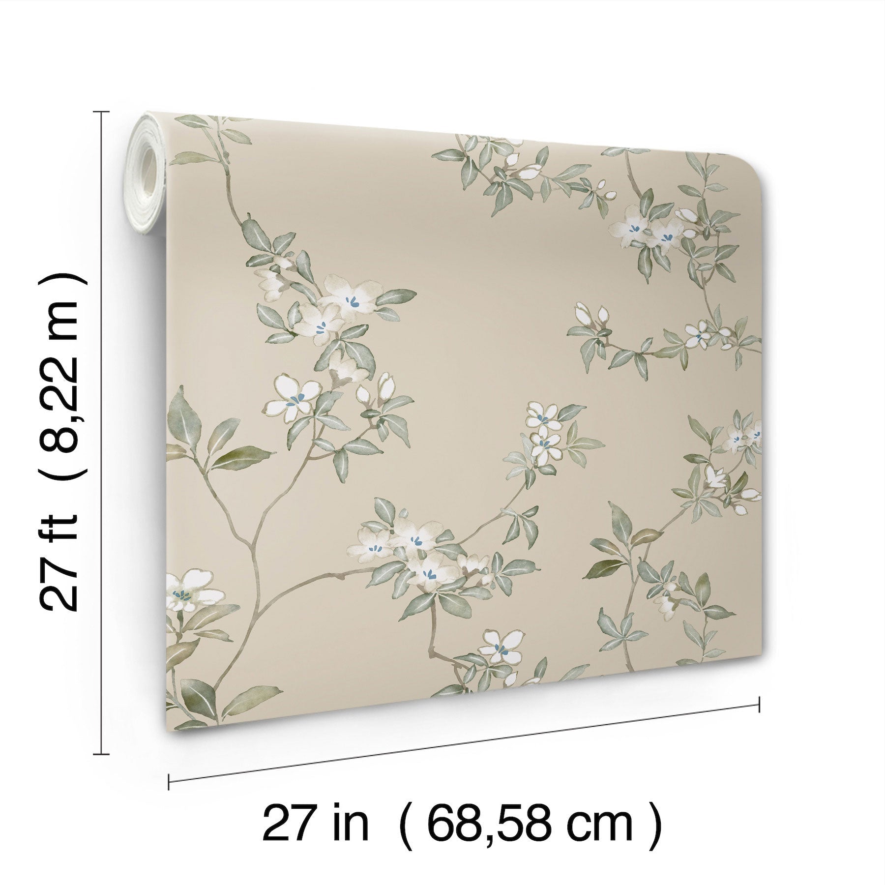 April Blossom Taupe Tea Garden Wallpaper by York Wallcoverings