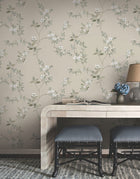 April Blossom Taupe Tea Garden Wallpaper by York Wallcoverings