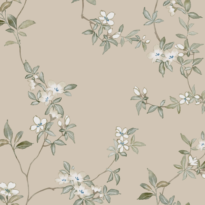 April Blossom Taupe Tea Garden Wallpaper by York Wallcoverings