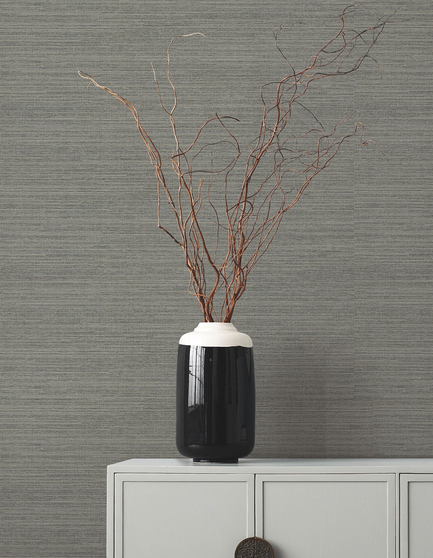 Amyra Silk Charcoal Tea Garden Wallpaper by York Wallcoverings