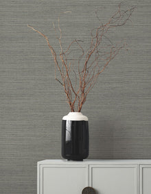 Amyra Silk Charcoal Tea Garden Wallpaper by York Wallcoverings